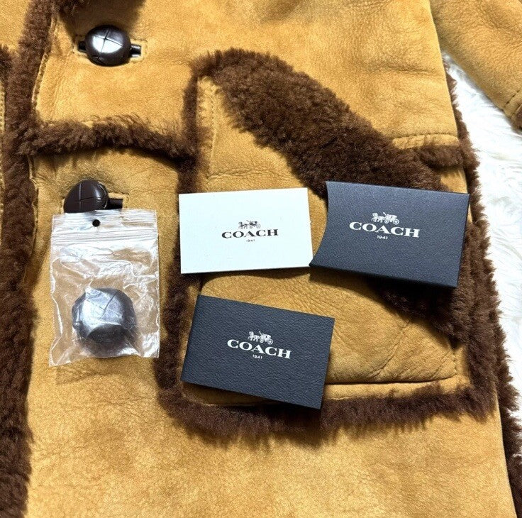 Rare COACH Runway Limited Edition Shearling FurCoat Lamb Leather Size 48 ($2.6K)