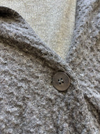 EILEEN FISHER Textured Wool Blend Cardigan Medium Taupe Gray Button-Up Sweater