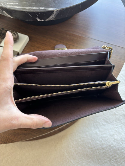 COACH Tabby Chain Clutch Pave Stones C Buckle Black Pebbled Leather (org $395)