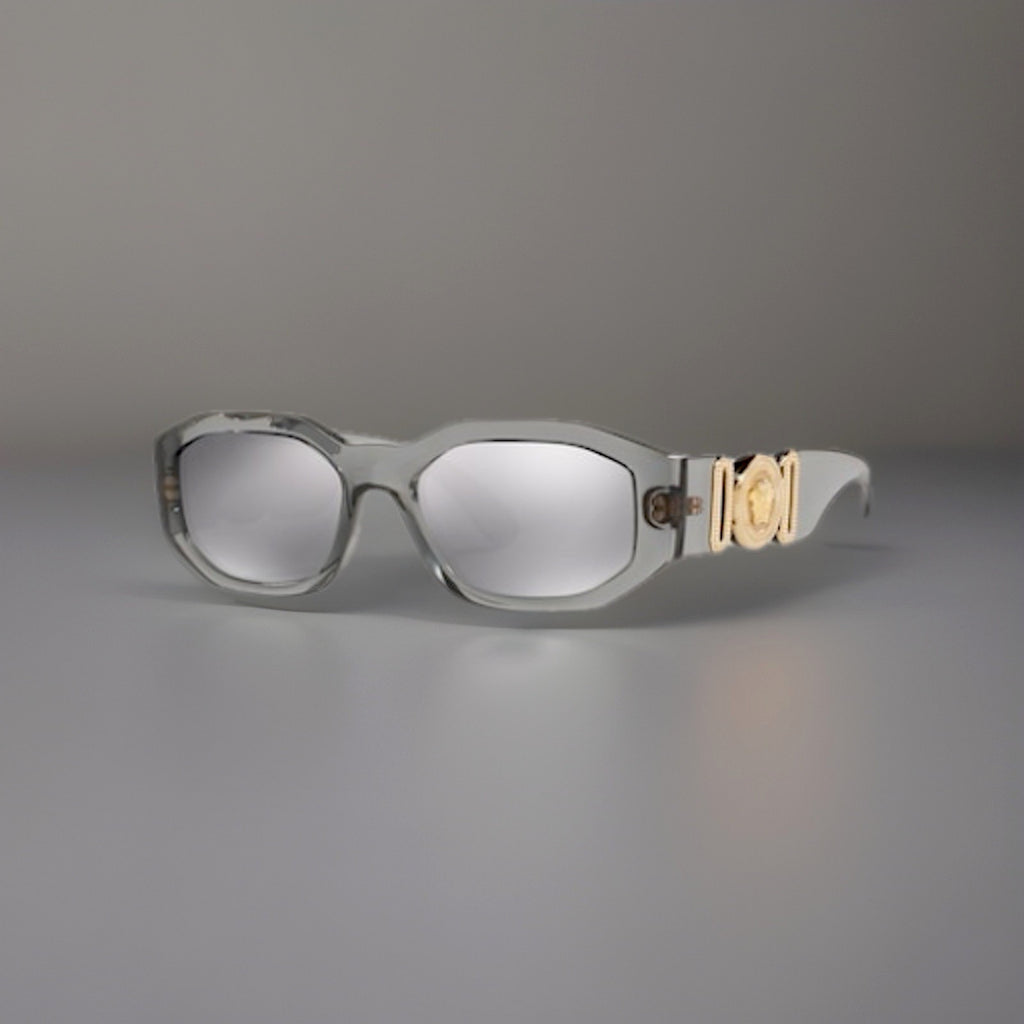 VERSACE Designer Transparent Sunglasses Grey Square Mirror VE 4361 (org $380)