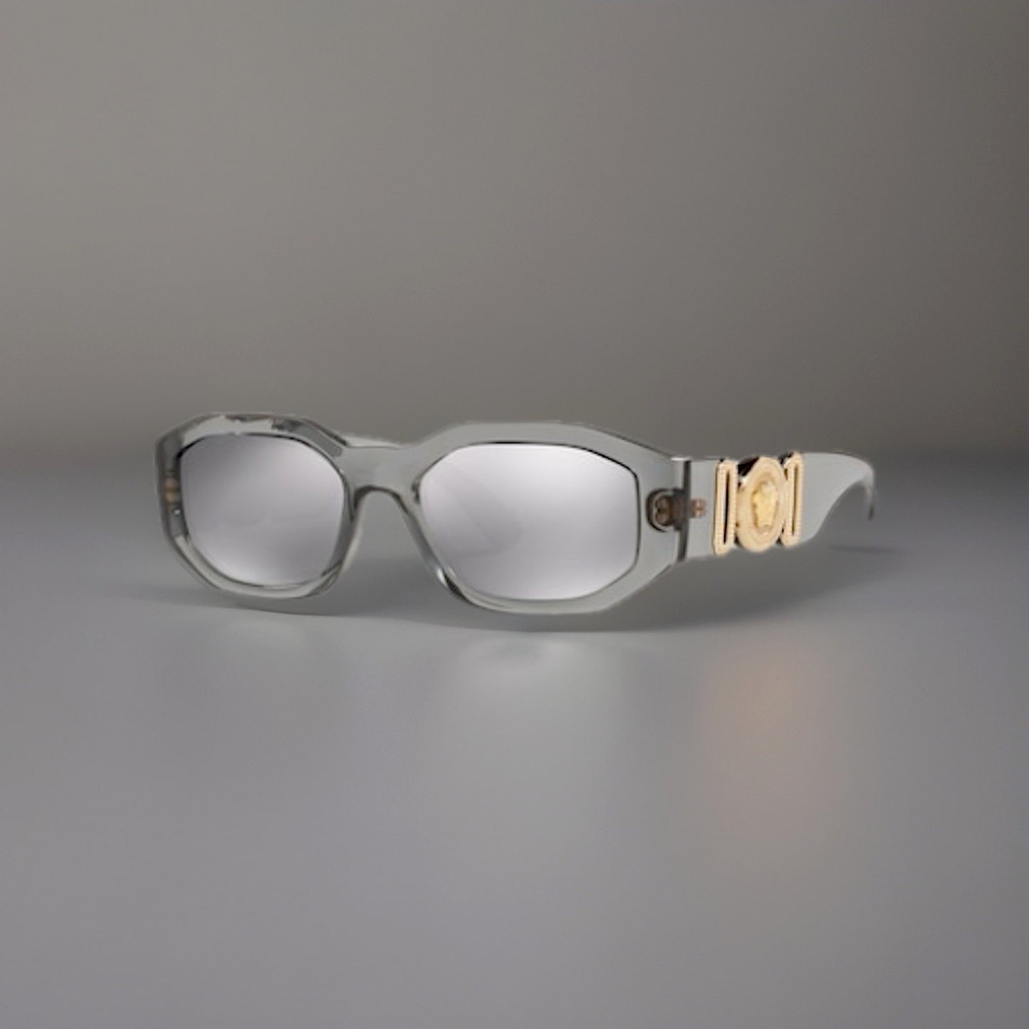 VERSACE Designer Transparent Sunglasses Grey Square Mirror VE 4361 (org $380)