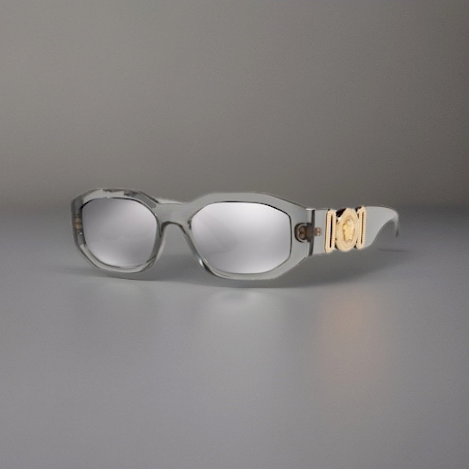 VERSACE Designer Transparent Sunglasses Grey Square Mirror VE 4361 (org $380)