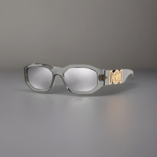 VERSACE Designer Transparent Sunglasses Grey Square Mirror VE 4361 (org $380)