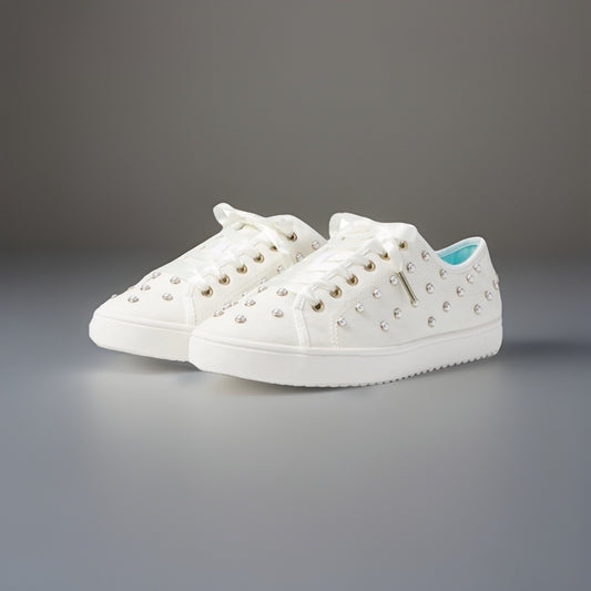 NEW Designer KATE SPADE New York White Pearl Sneakers Women’s SZ 7 (org $225)