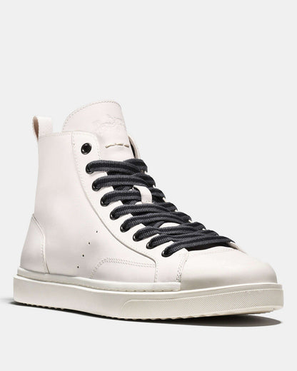 Men COACH Brand Distressed C214 Leather Ivory High Top Sneaker Sz 11 (org $350)