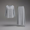 EILEEN FISHER Vintage Two Piece Linen Rayon Set Made In Canada Shirt Skirt Large