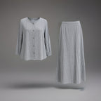 EILEEN FISHER Vintage Two Piece Linen Rayon Set Made In Canada Shirt Skirt Large