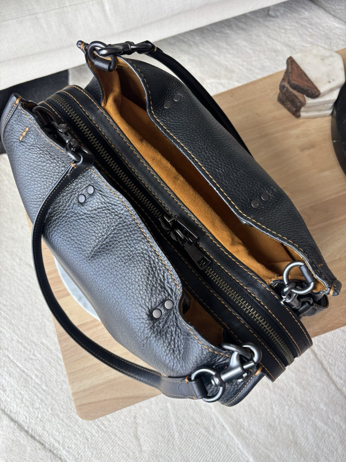 COACH 1941 Runway Rogue 36 Black Leather Suede Shoulder Bag #54556 (org $1095)