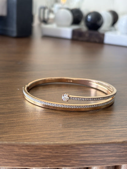 SWAROVSKI “Fresh” Bangle White Crystals Rose Gold Tone Plated Size S (org $150)