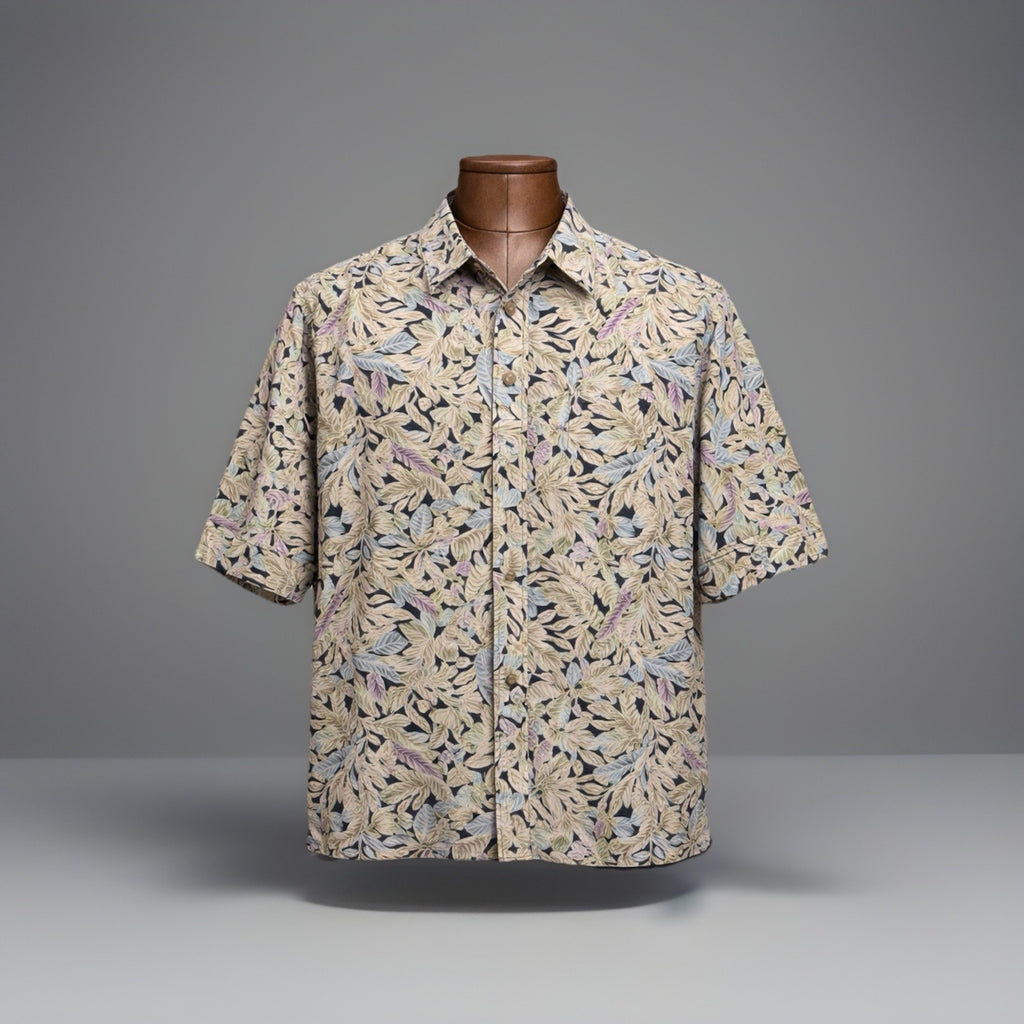1976 Vintage Pierre Cardin Tropical Hawaiian Leaf Shirt Button Up Men’s Size 2X