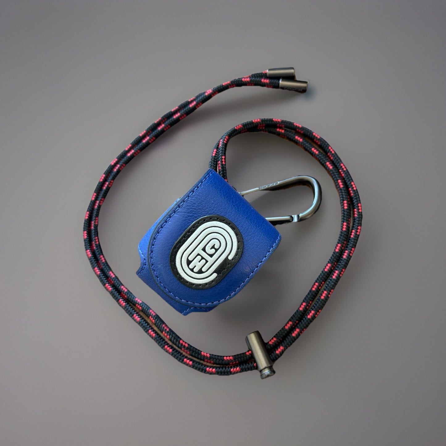 COACH Designer Leather Earbud AirPod Case Detachable Lanyard Blue Red (org $95)