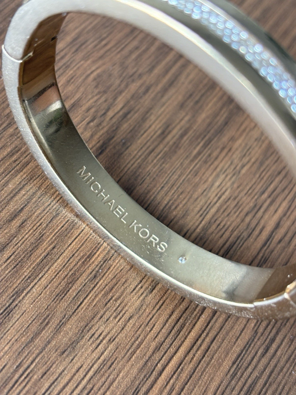 MICHAEL KORS Brand Gold Pave Crystal Fulton Bangle Bracelet MK Signed (org $195)