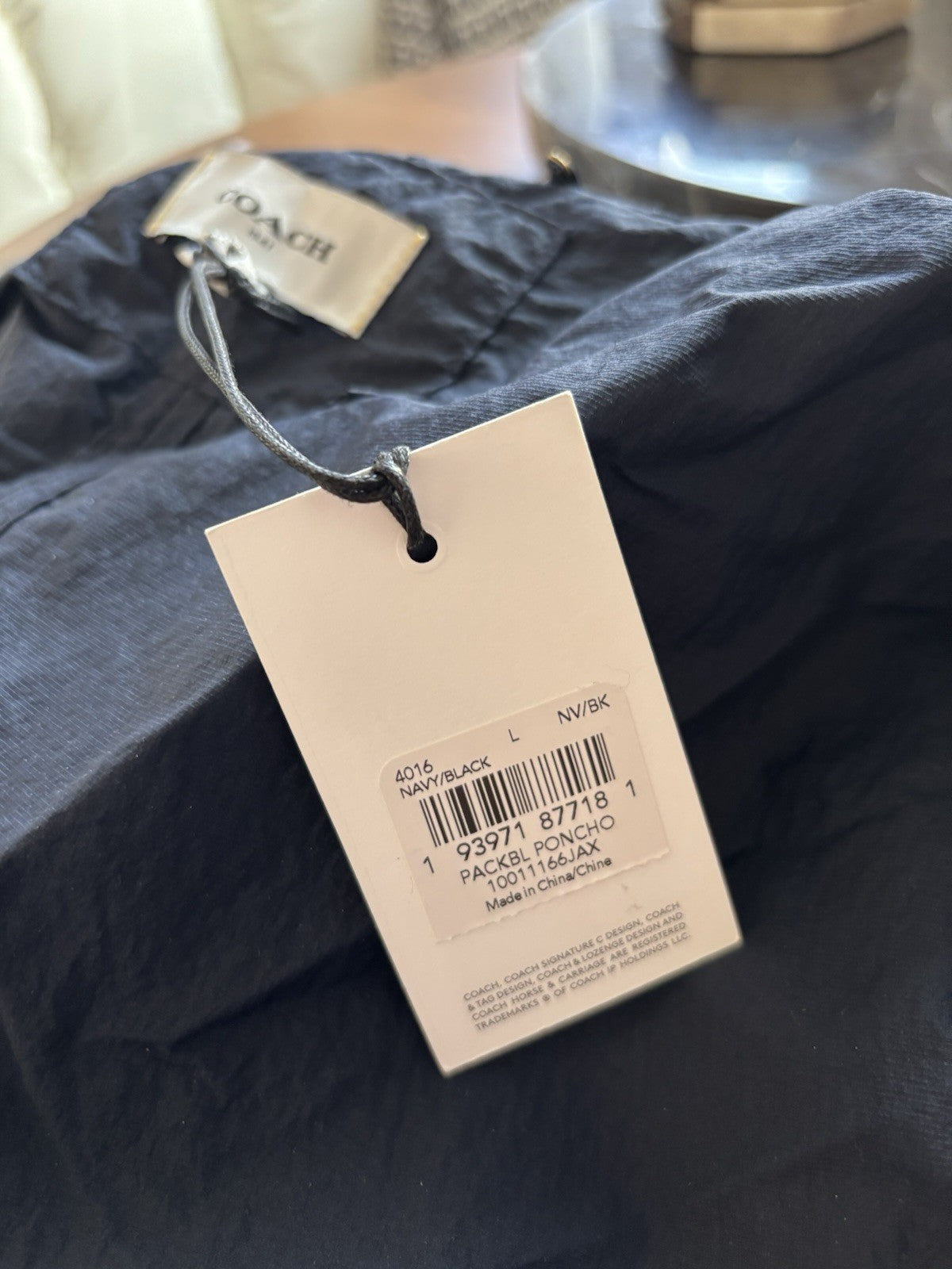 NWT Men COACH Runway Coat Poncho & Travel Bag Set Black/ Navy Size L (org $795)