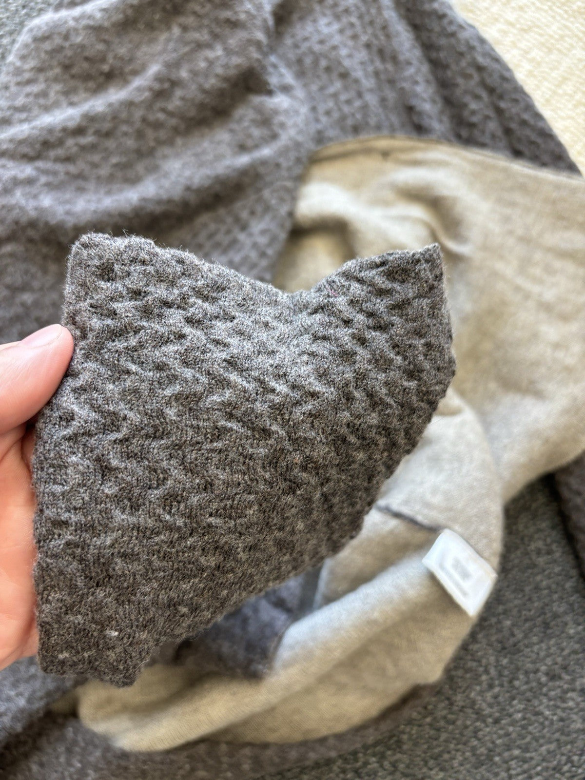 EILEEN FISHER Textured Wool Blend Cardigan Medium Taupe Gray Button-Up Sweater