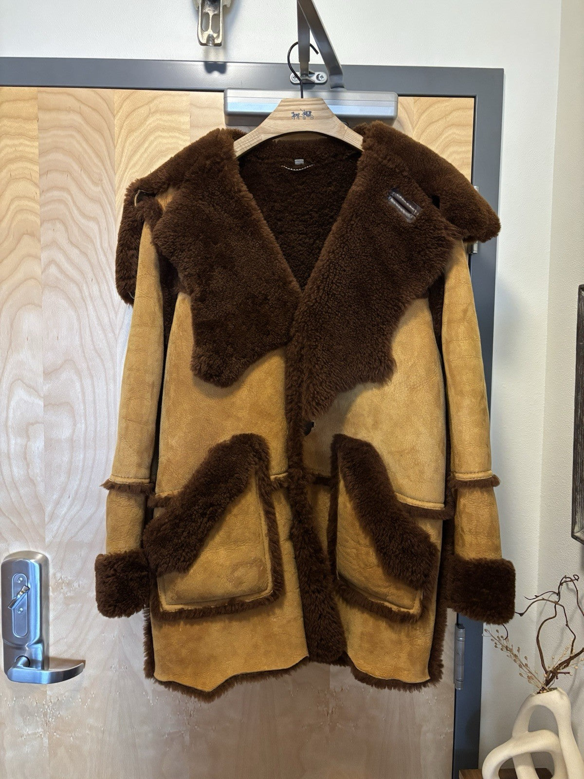 Rare COACH Runway Limited Edition Shearling FurCoat Lamb Leather Size 48 ($2.6K)