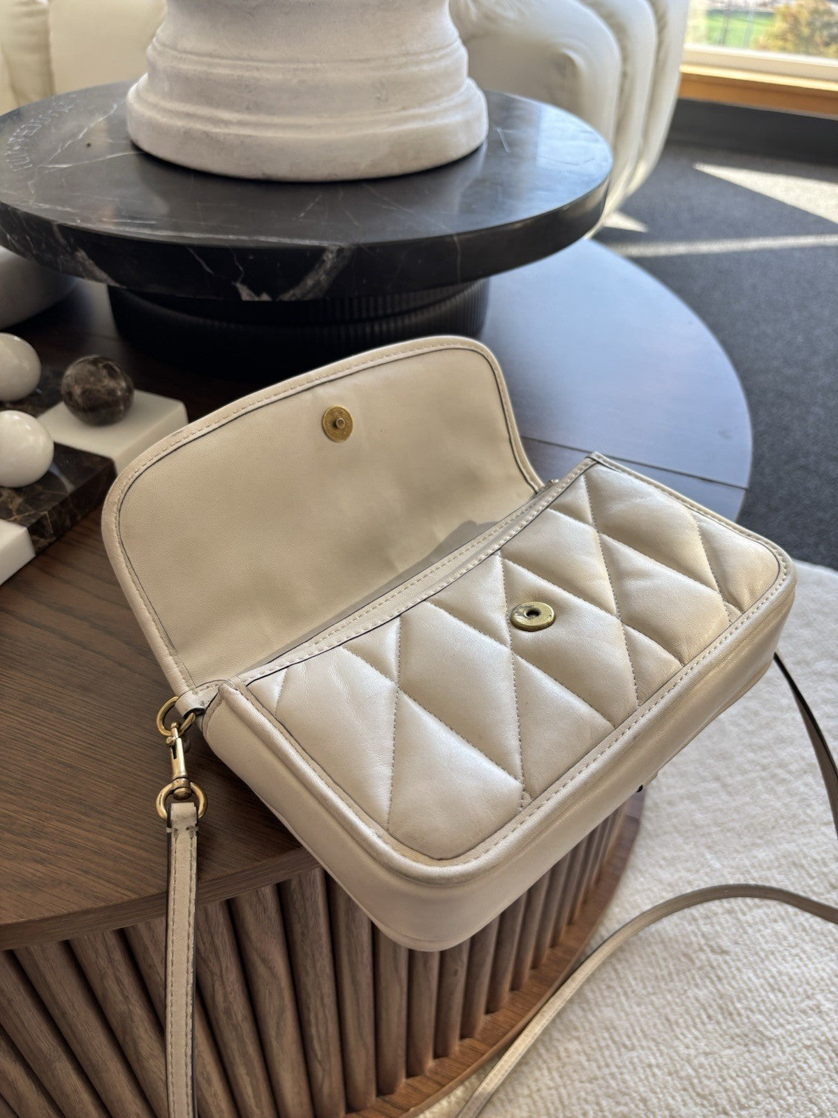 Designer COACH Quilted Pillow Hayden Chalk Lamb Leather Crossbody (org $325)