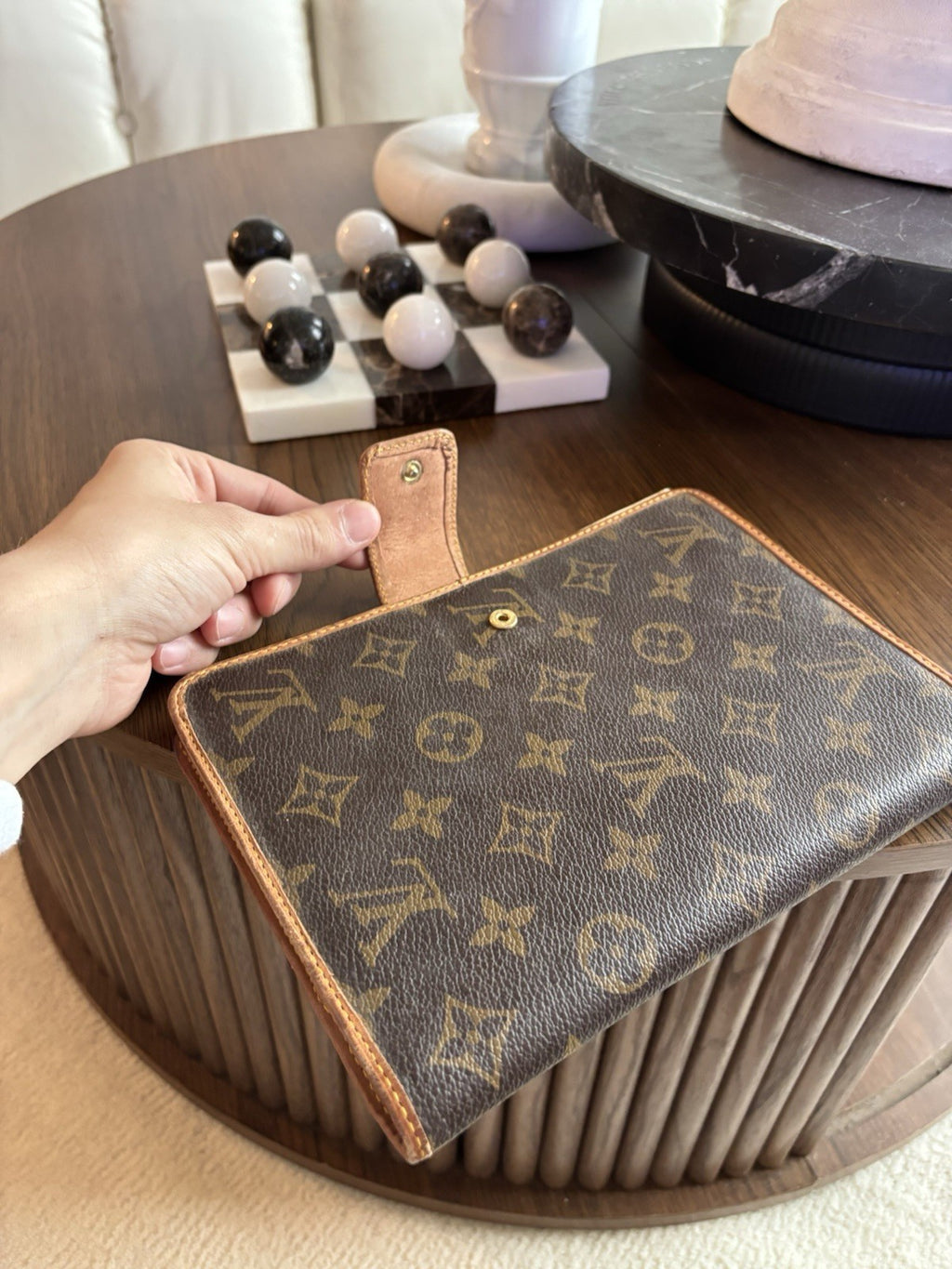 LOUIS VUITTON Vintage Monogram Agenda Day Planner Cover Brown & Tan (org $850)