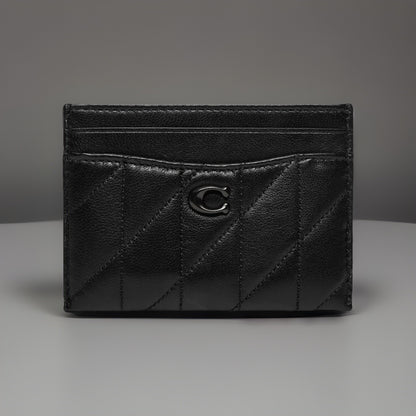 LIMITED EDITION Coach Quilted Pillow Leather Card Case Wallet Black Gunmetal