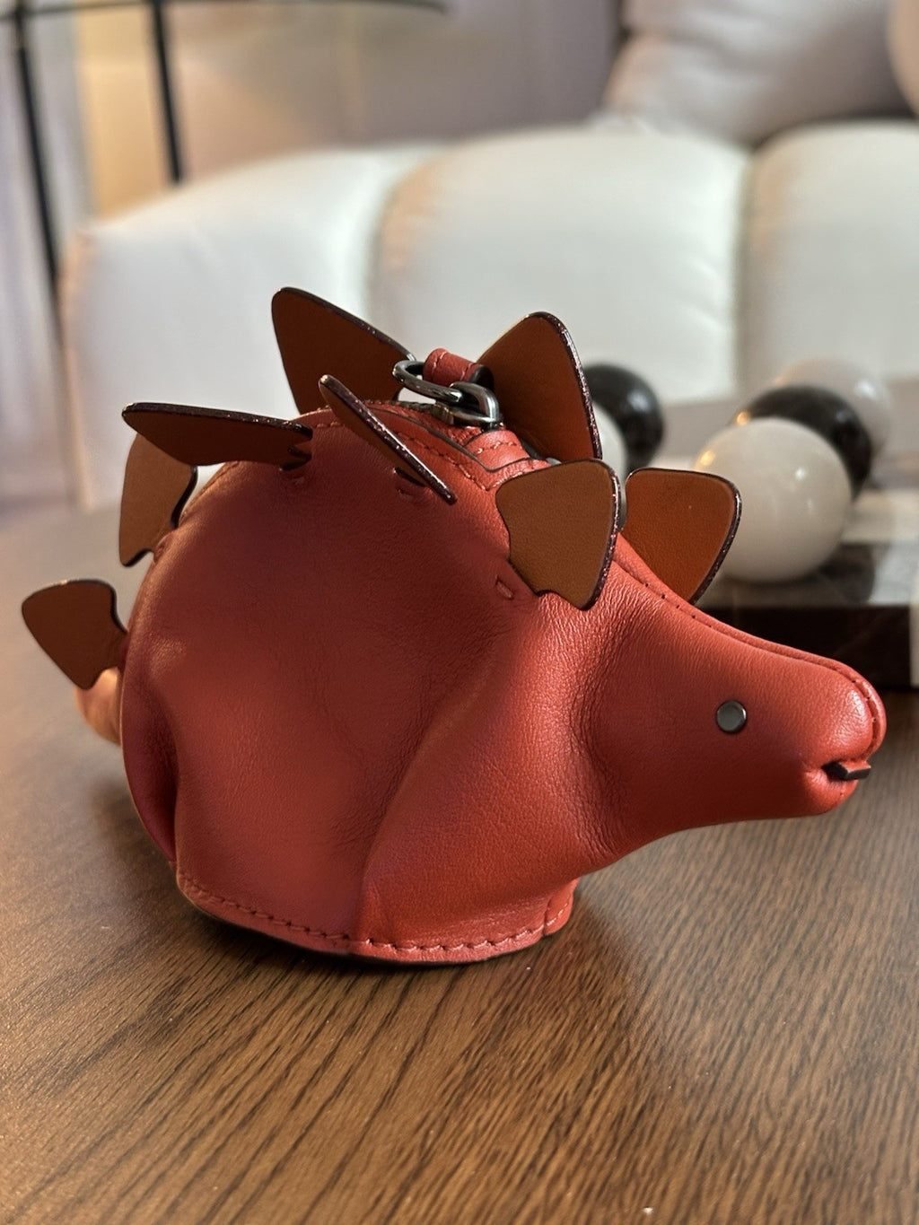 COACH Steggy Dino Dinosaur Leather Zip Coin Case Vermillion Orange (org $295)