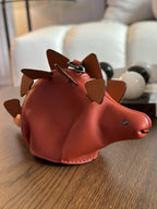 COACH Steggy Dino Dinosaur Leather Zip Coin Case Vermillion Orange (org $295)