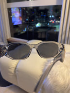 VERSACE Designer Transparent Sunglasses Grey Square Mirror VE 4361 (org $380)