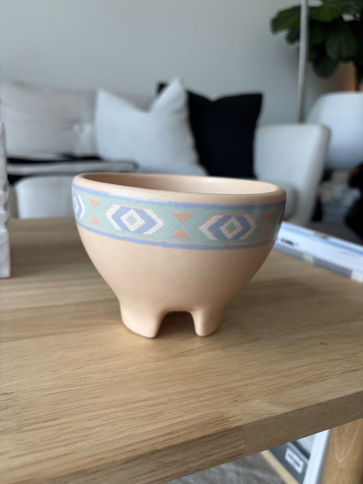 1983 VINTAGE “Treasure Craft” USA Southwest Ceramic Terracotta Salsa Dip Bowl