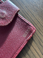 GUCCI Authentic Vintage Red  Leather Bifold Wallet With Button Made In Italy