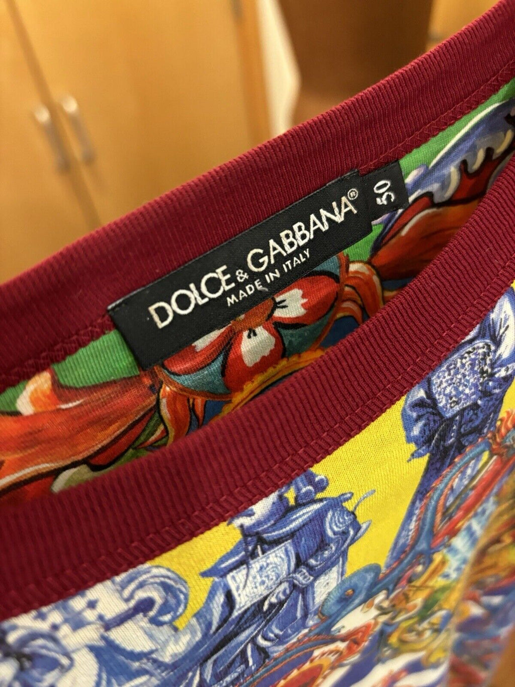 DOLCE & GABBANA Caretto Siciliano T-Shirt Multicolor Size 50 Made In Italy($845)