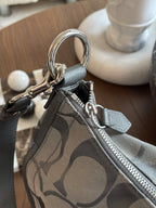 COACH Soho Hobo Shoulder/handbag Gray Metallic Leather/ Jaquard Canvas Signature