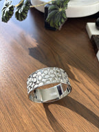 COACH Signature C Wide Bangle Bracelet Silver Plated Monogram Vintage 2000s