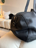 COACH Designer Duffle Gym Travel Bag Pebble Leather Navy Leather Sued (org $795)