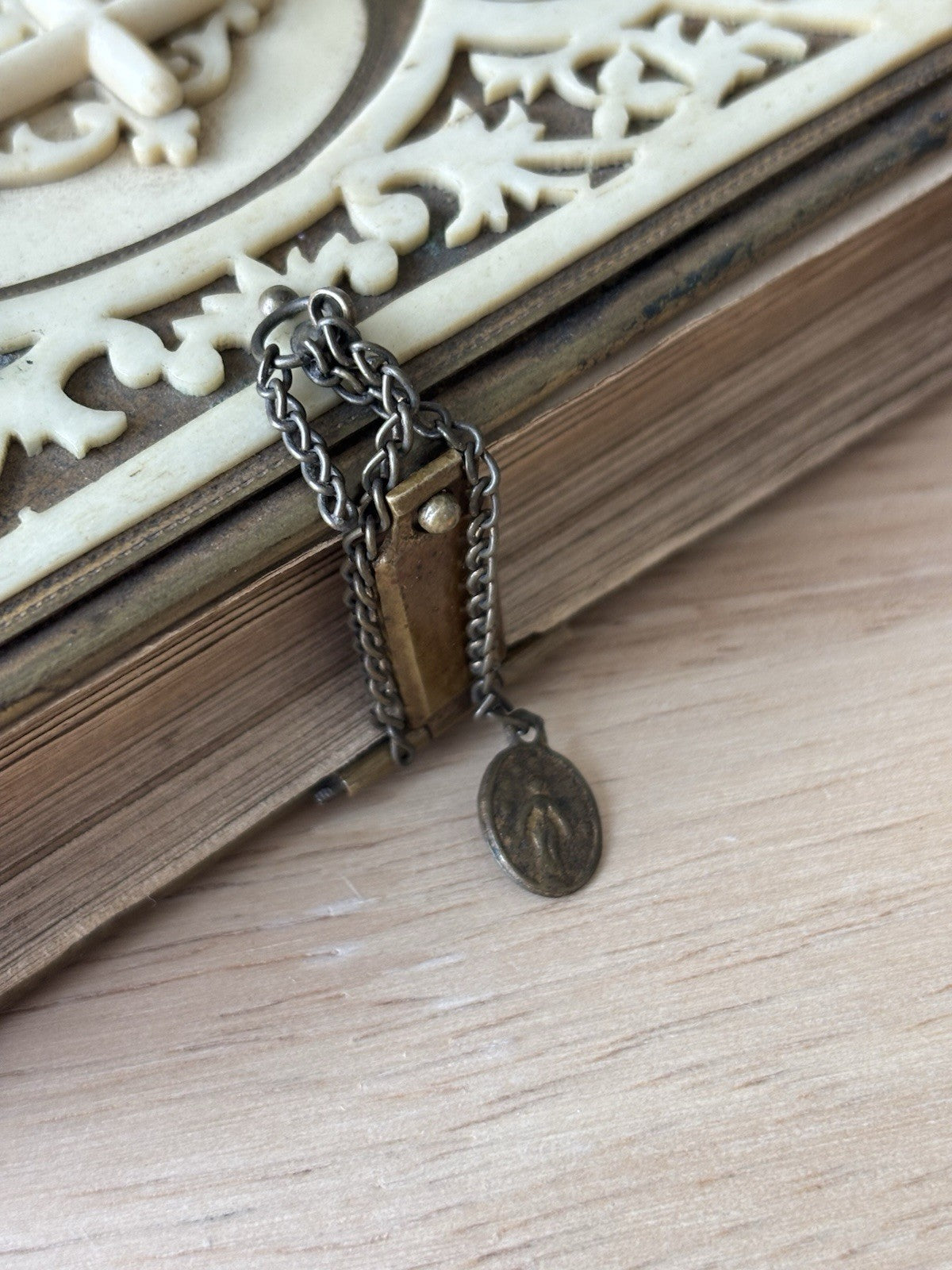 Antique 1875 Czech Bohemian Catholic Prayer Book  Hardcover Leather Brass Clasp