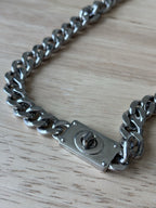 COACH 2005 Rare Vintage Chunky Silver Heavy Curb Chain Turnlock Necklace 20.5”