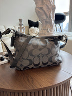 COACH Soho Hobo Shoulder/handbag Gray Metallic Leather/ Jaquard Canvas Signature