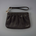 COACH Vintage 2005 Black Cow Leather Wristlet Silver Zip Pouch Contrast Stitch