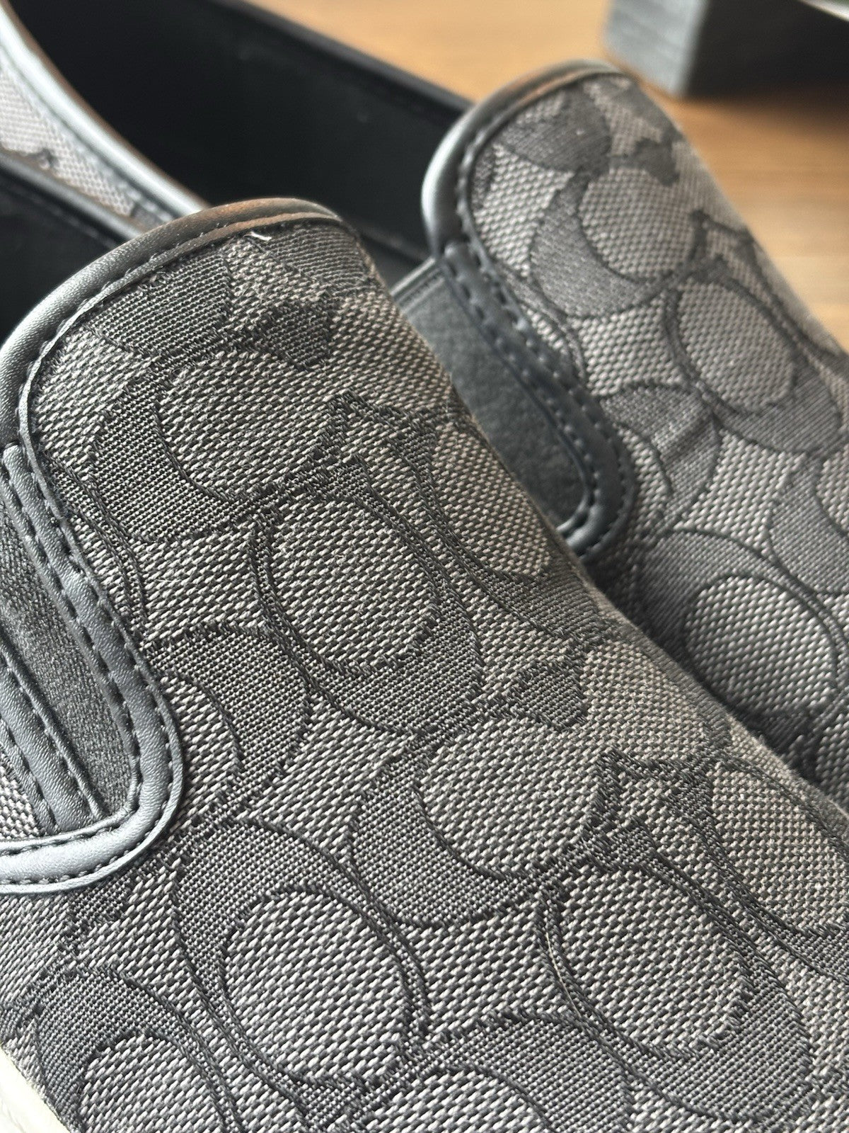 Coach Signature C Logo Canvas Slip On Sneakers Charcoal Women Size 11 (org $175)