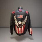OSCAR PIEL 1980 Designer Leather Biker Bomber Jacket Vintage Eagle USA(org $350)