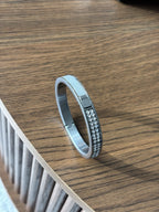 SWAROVSKI “Intervalle” Signed Crystal Leather Bangle Thin Silver Hinged Bracelet