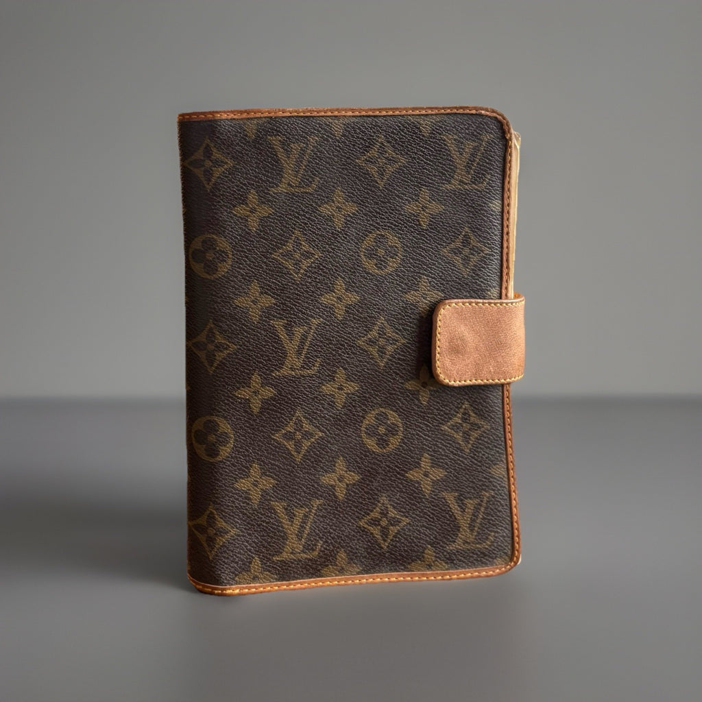 LOUIS VUITTON Vintage Monogram Agenda Day Planner Cover Brown & Tan (org $850)