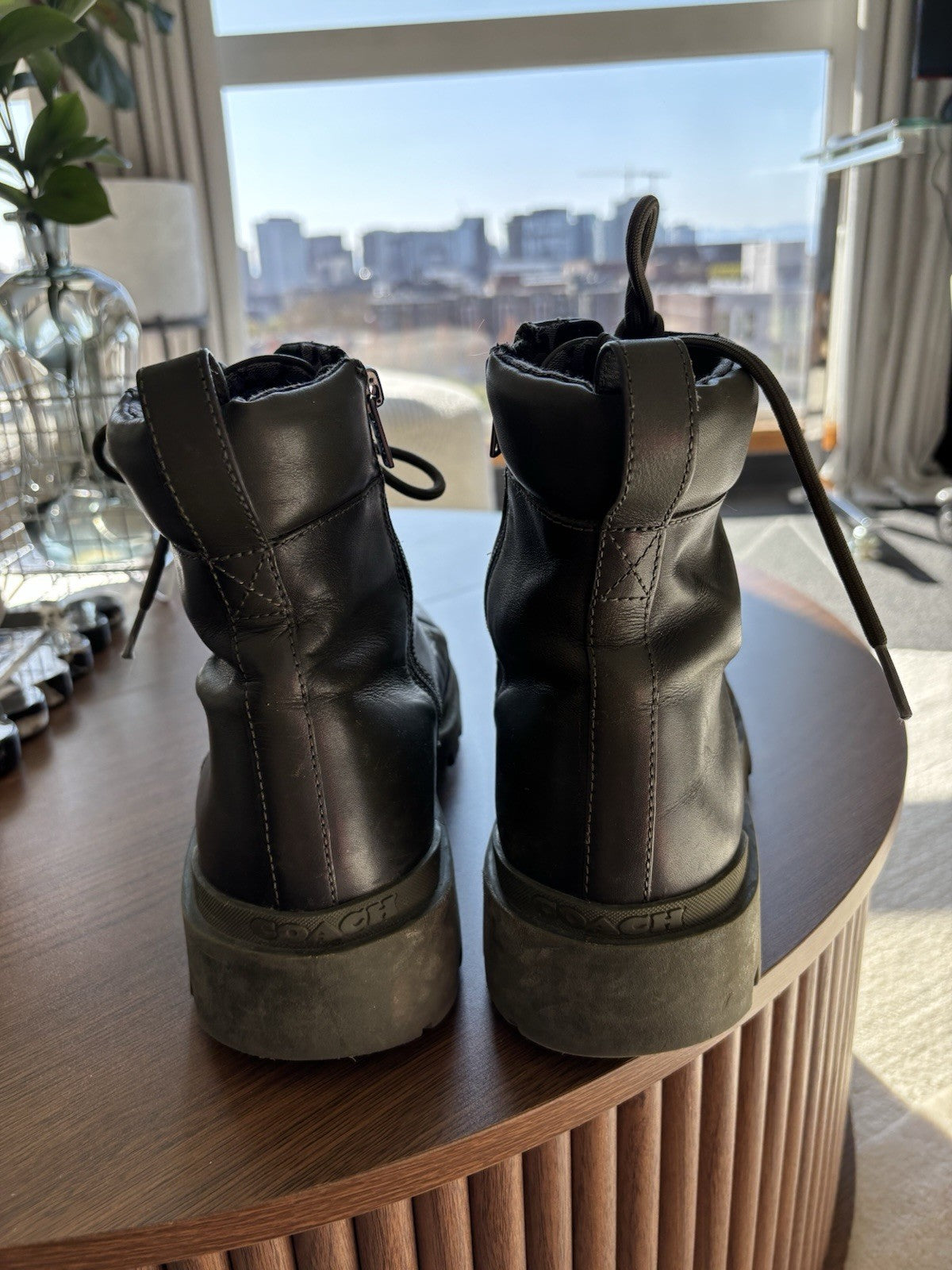 Rare COACH Citysole LaceUp Boot Leather Zip Army Green Men Size 10.5 (org $500)