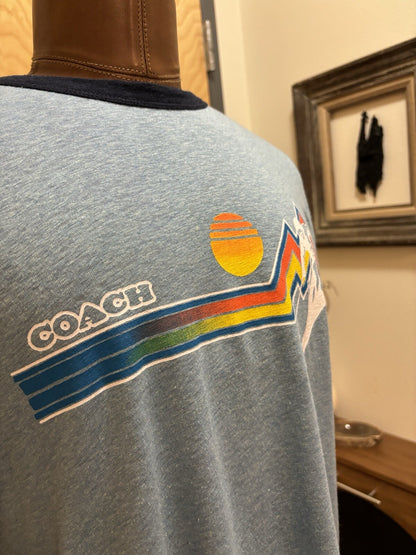 Designer COACH Brand Retro Ski Graphic T-Shirt Wool/Linen Size M (org $150)