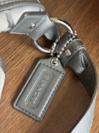 COACH Soho Hobo Shoulder/handbag Gray Metallic Leather/ Jaquard Canvas Signature