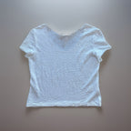 ARMANI Collezioni Italy White Textured V Neck Top Size 14 Stretch Knit Blouse