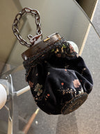 1920s ANTIQUE Art Deco Beaded Flapper Purse Tortoiseshell Frame Silk Evening Bag