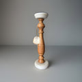 DECO 79 Mango Wood Candle Holder White Marble Base Turned Pillar 15” Candlestick