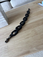 COACH RARE Black Leather Wrapped Chunky Chain Bag Strap Gunmetal Clips 12.5 in