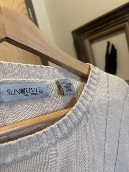 SUN RIVER CO Vintage 1990 Sweater Pullover Beige/Tan Crew Neck 100% Cotton Men L