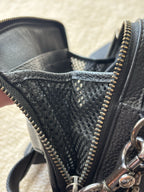 COACH Charter Crossbody Bag Black Polished Pebble Leather Gunmetal Double Zip