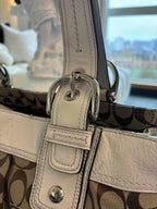 COACH Vintage SoHo Toffee Signature C White/Chalk Real Leather Shoulder/Handbag