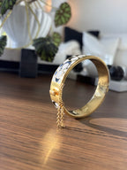 COACH 1999 Bangle Bracelet Vintage Black/Gold Chain Clasp Signature C Logo